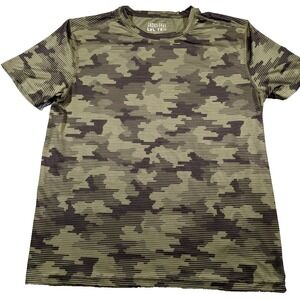 Level Ten Performance Mens T-Shirt Camouflage Camo Short Sleeve Black Green Med